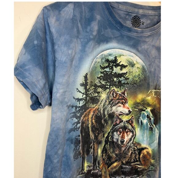 The Mountain Tie Dye Wolf Moon Graphic Print T-Shirt Size Medium Crew Neck - Picture 3 of 5